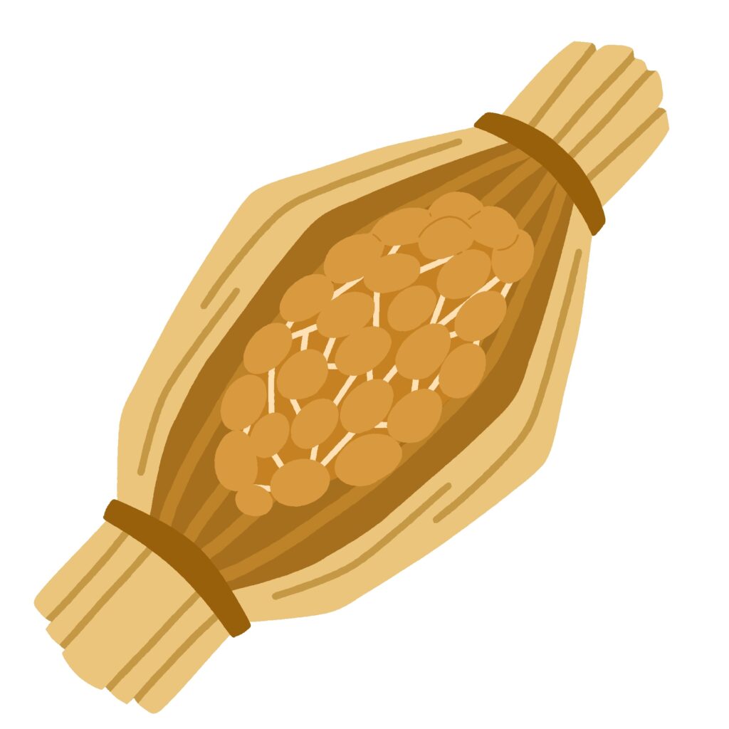 藁に入った納豆の無料イラスト素材