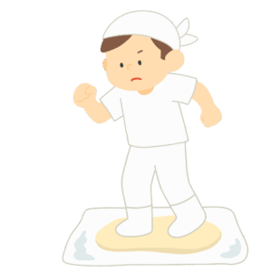 うどん作りの足踏みの無料イラスト素材