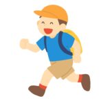 軽装で登山する人の無料イラスト素材