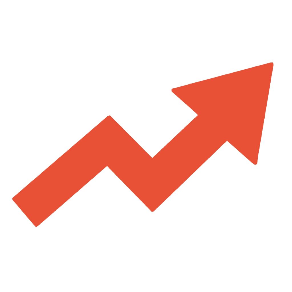 右上がりのジグザグの矢印の無料イラスト素材