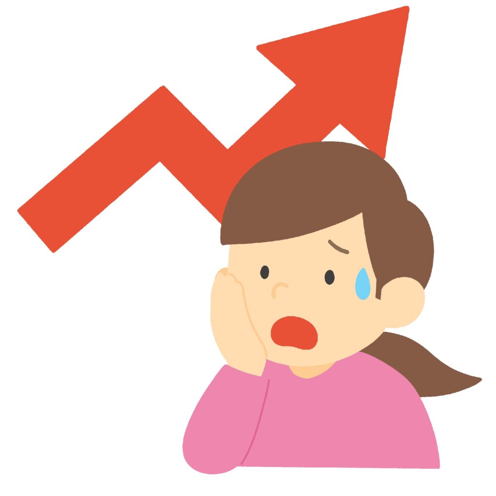 物価高騰に困る女性の無料イラスト素材