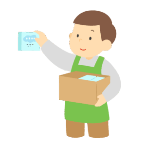 品出しをする男性の無料イラスト素材