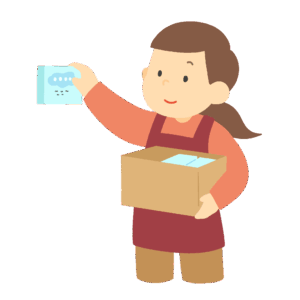 品出しをする女性の無料イラスト素材