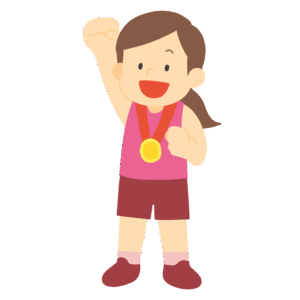 メダルを獲った女性の無料イラスト素材