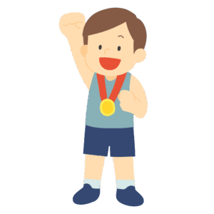 メダルを獲ったいろいろな男性の無料イラスト素材