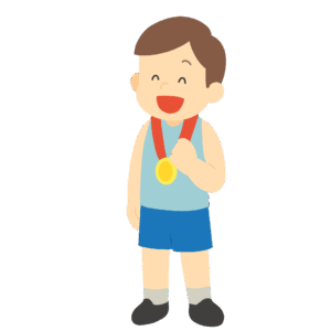 メダルを獲ったいろいろな男性の無料イラスト素材