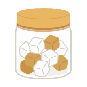 角砂糖が入ったシュガーポットの無料イラスト素材