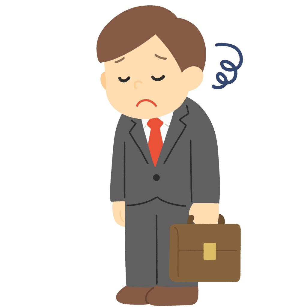 会社に行きたくない会社員の無料イラスト素材