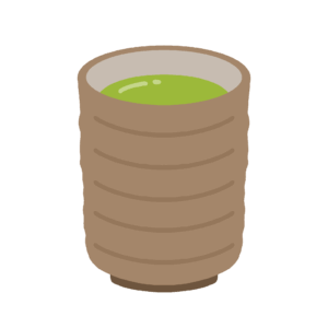 緑茶が入った湯呑の無料イラスト素材