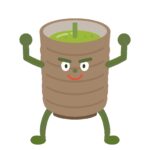 緑茶のキャラクターの無料イラスト素材