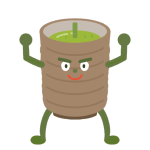 緑茶のキャラクターの無料イラスト素材