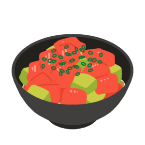 まぐろとアボカドのポキ丼の無料イラスト素材