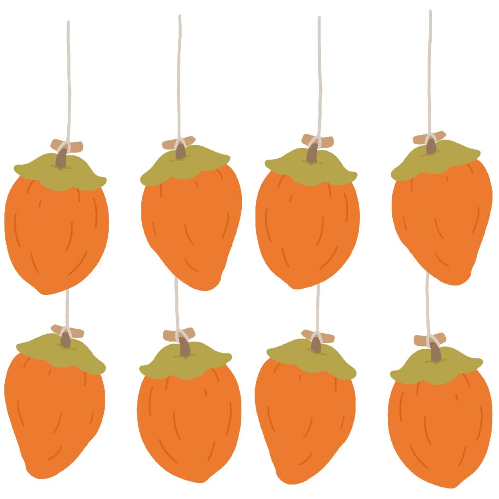 つるした干し柿の無料イラスト素材