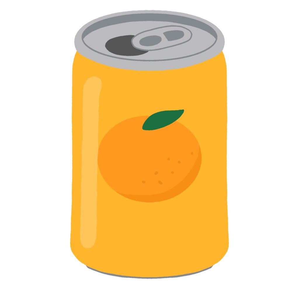 オレンジジュースの缶の無料イラスト素材