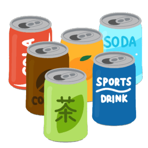 いろいろな飲み物の缶の無料イラスト素材