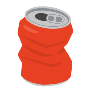 潰れた空き缶(赤)の無料イラスト素材