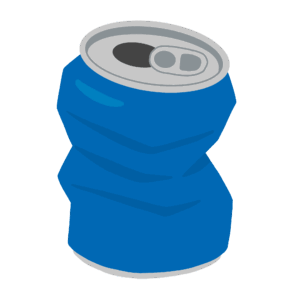潰れた空き缶(青)の無料イラスト素材