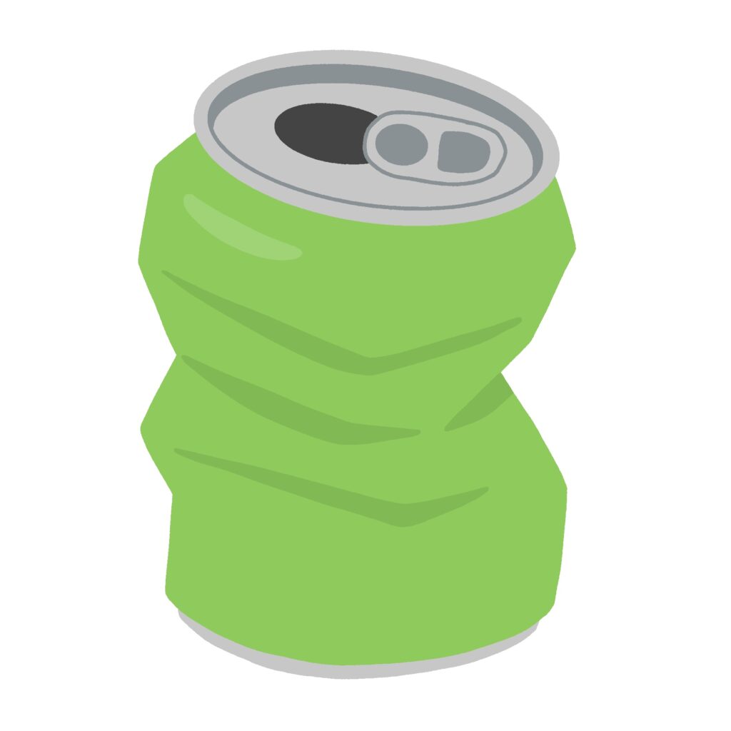 潰れた空き缶の無料イラスト素材