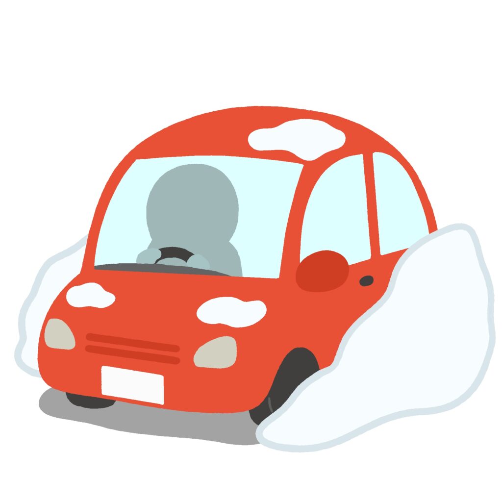 雪に埋もれた車・自動車・マイカーの無料イラスト素材