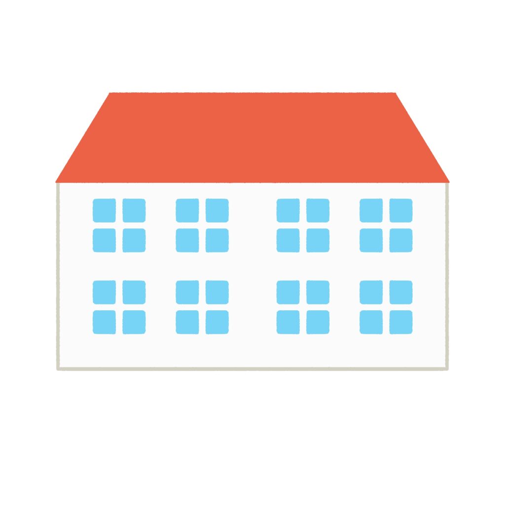 赤い屋根の大きな家の無料イラスト素材