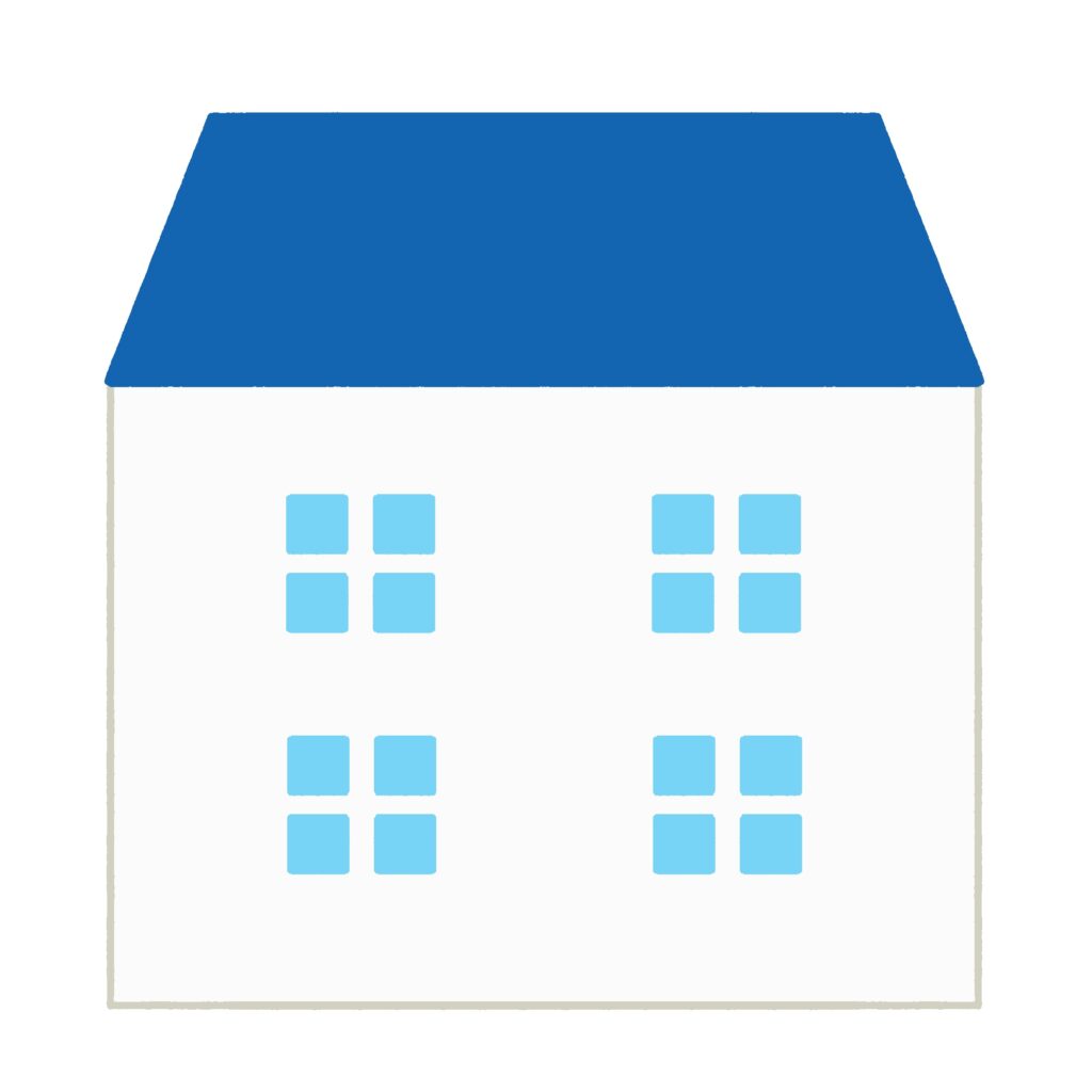 青い屋根のかわいい家の無料イラスト素材