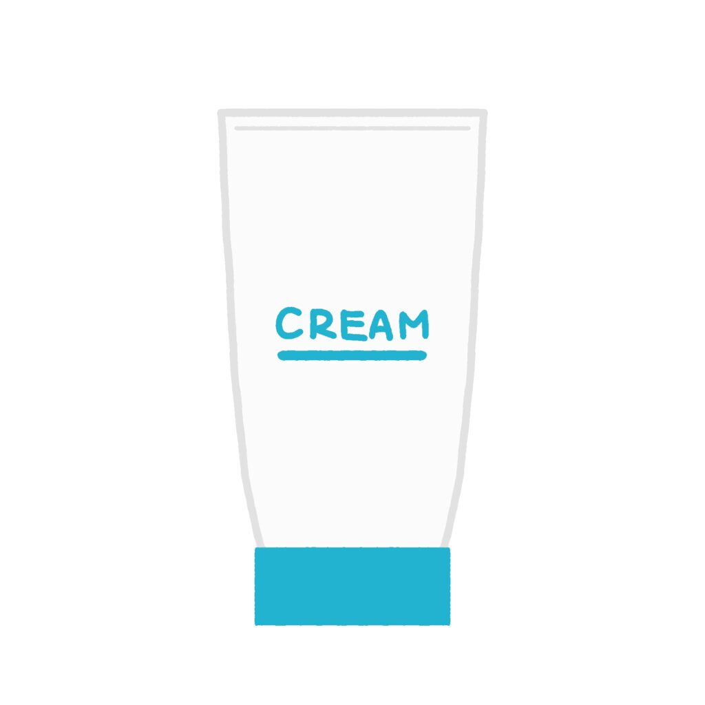 フェイスクリーム（チューブタイプ）の無料イラスト素材