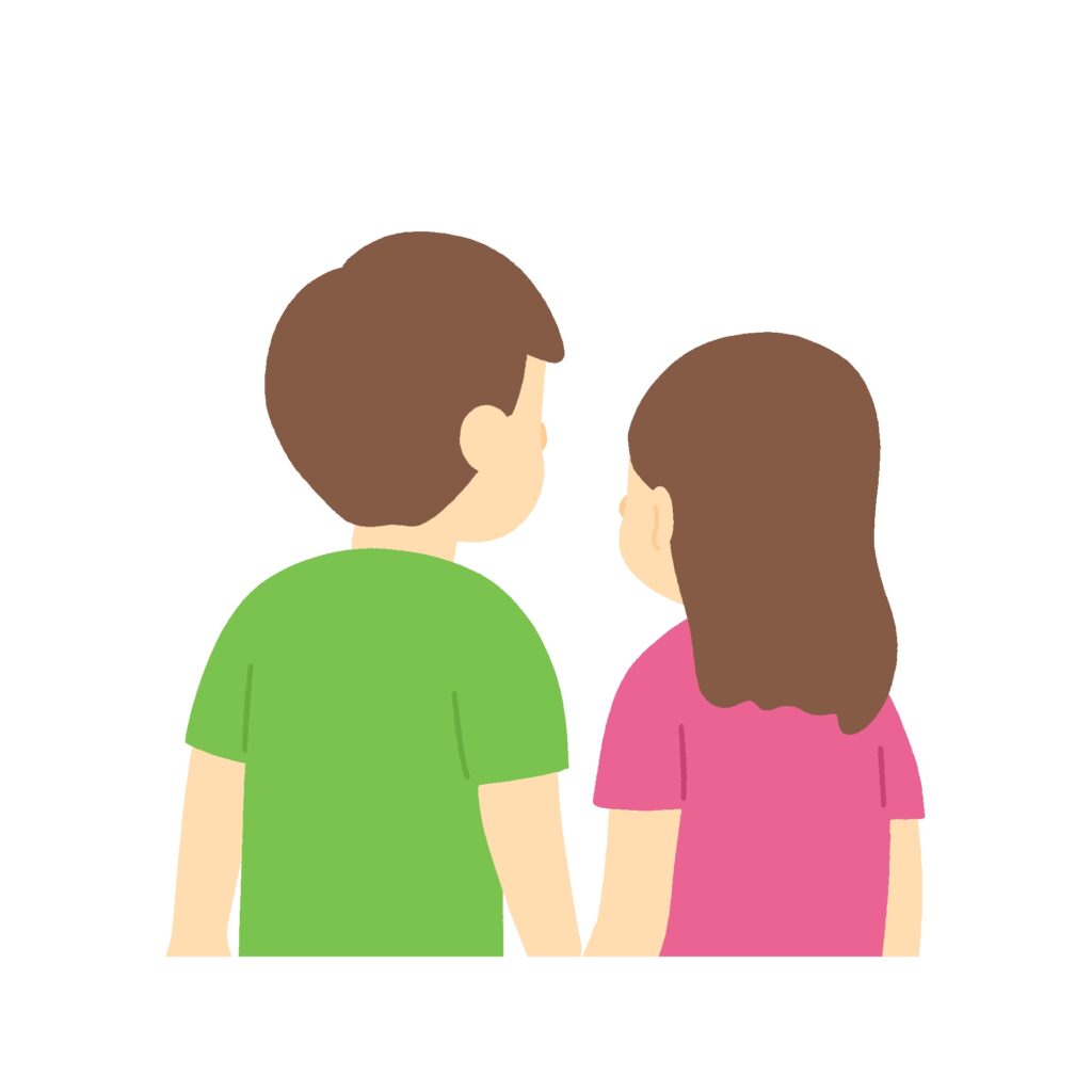 恋人の後ろ姿の無料イラスト素材