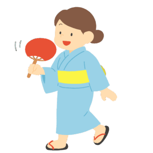 clip art of person using fan in yukata-illpop.com