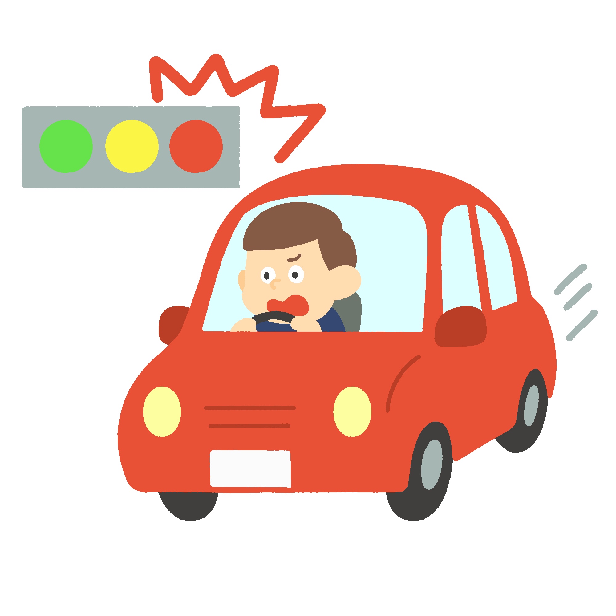 赤信号無視の自動車のイラスト | 無料イラスト素材 てがきら