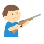 射的の銃を構える子どものイラスト