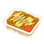 マヨネーズがかかったパック入りの焼きそばの無料イラスト素材
