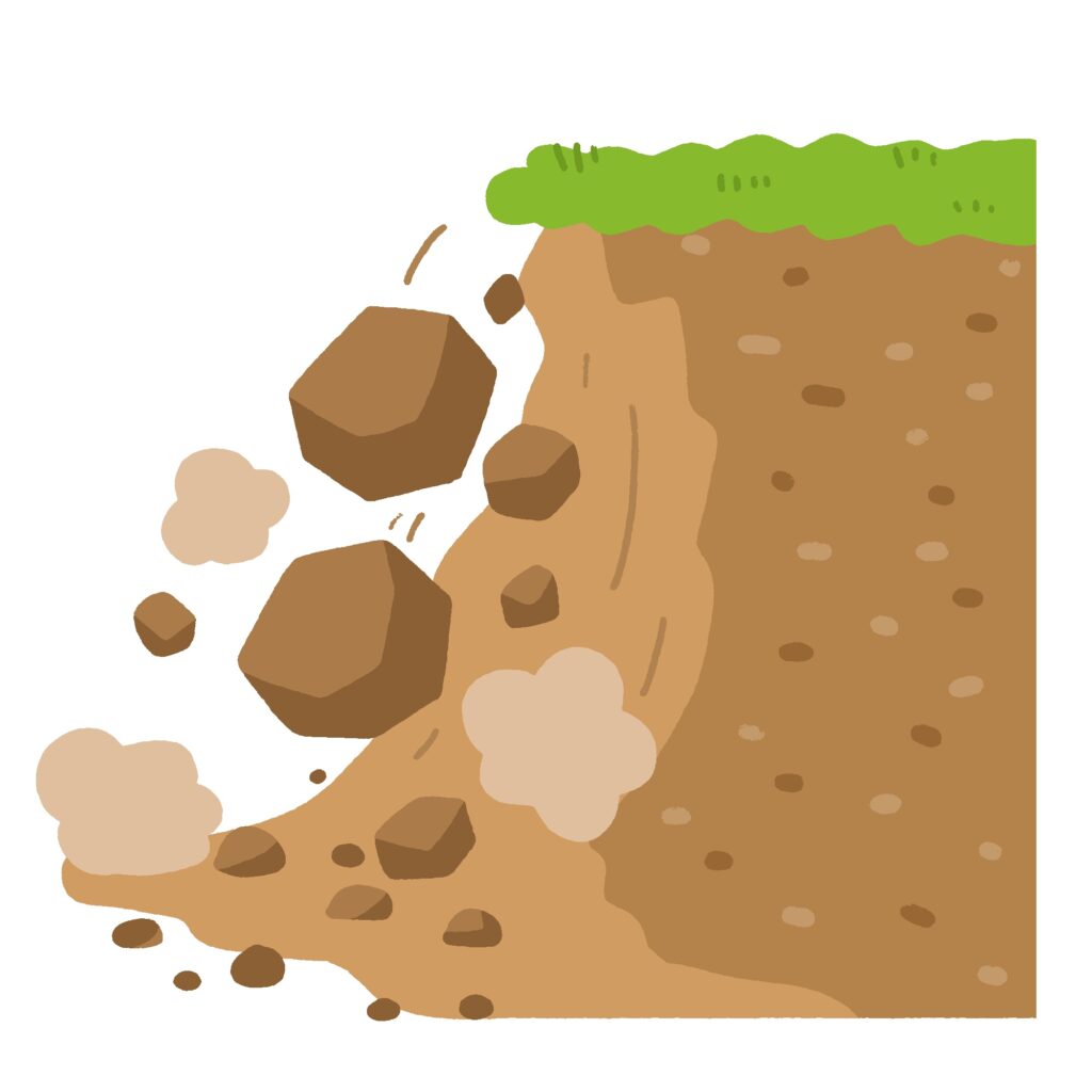 がけ崩れの無料イラスト素材