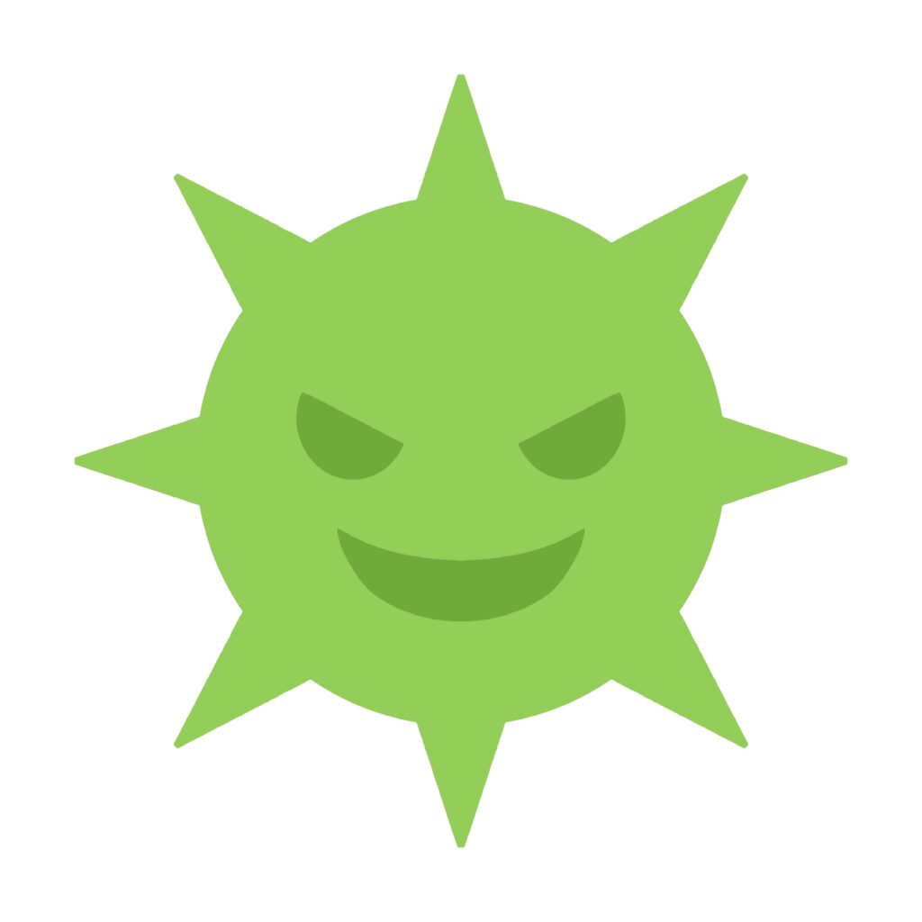 トゲトゲしたウイルスのキャラクターの無料イラスト素材