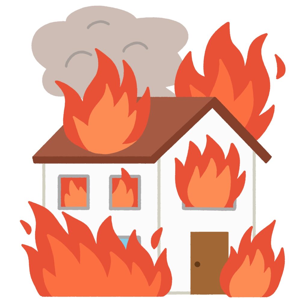 火事になった家の無料イラスト素材
