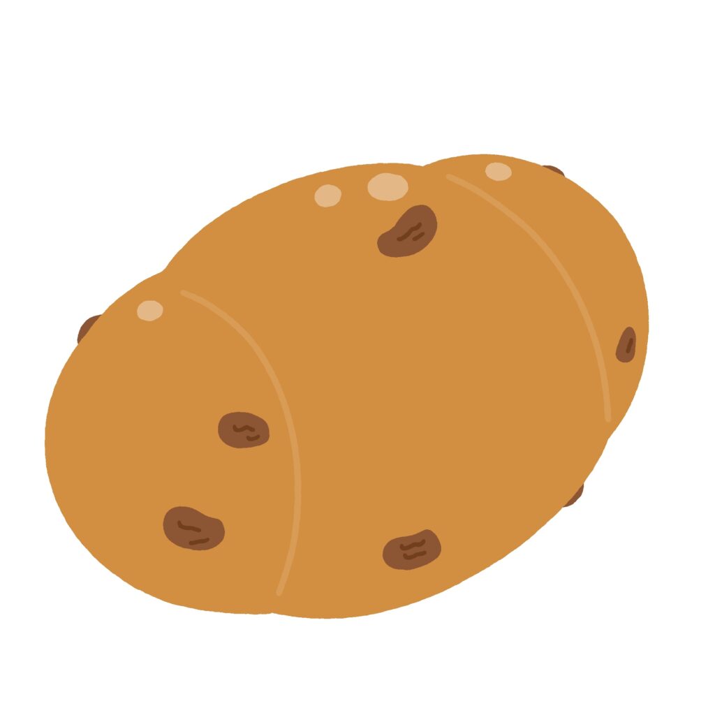 レーズンパン（ロールパン）の無料イラスト素材