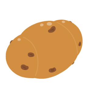 レーズンパン（ロールパン）の無料イラスト素材