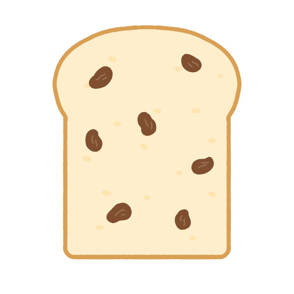 レーズンパン（食パン）の無料イラスト素材