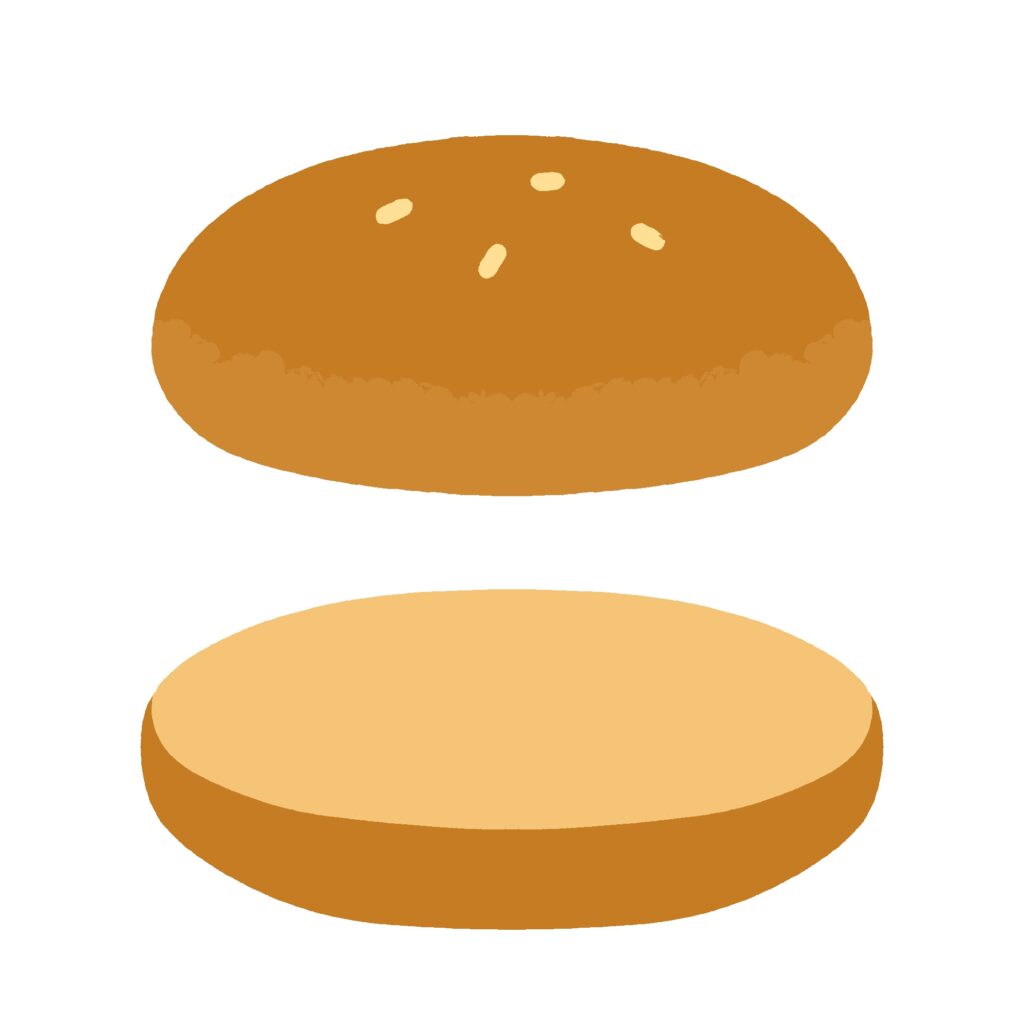 ハンバーガーのバンズの無料イラスト素材