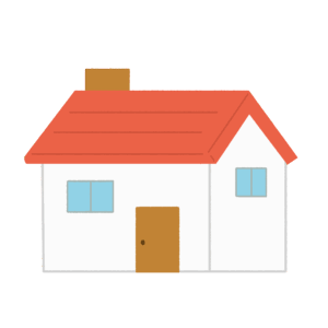 煙突がある赤い屋根の家の無料イラスト素材