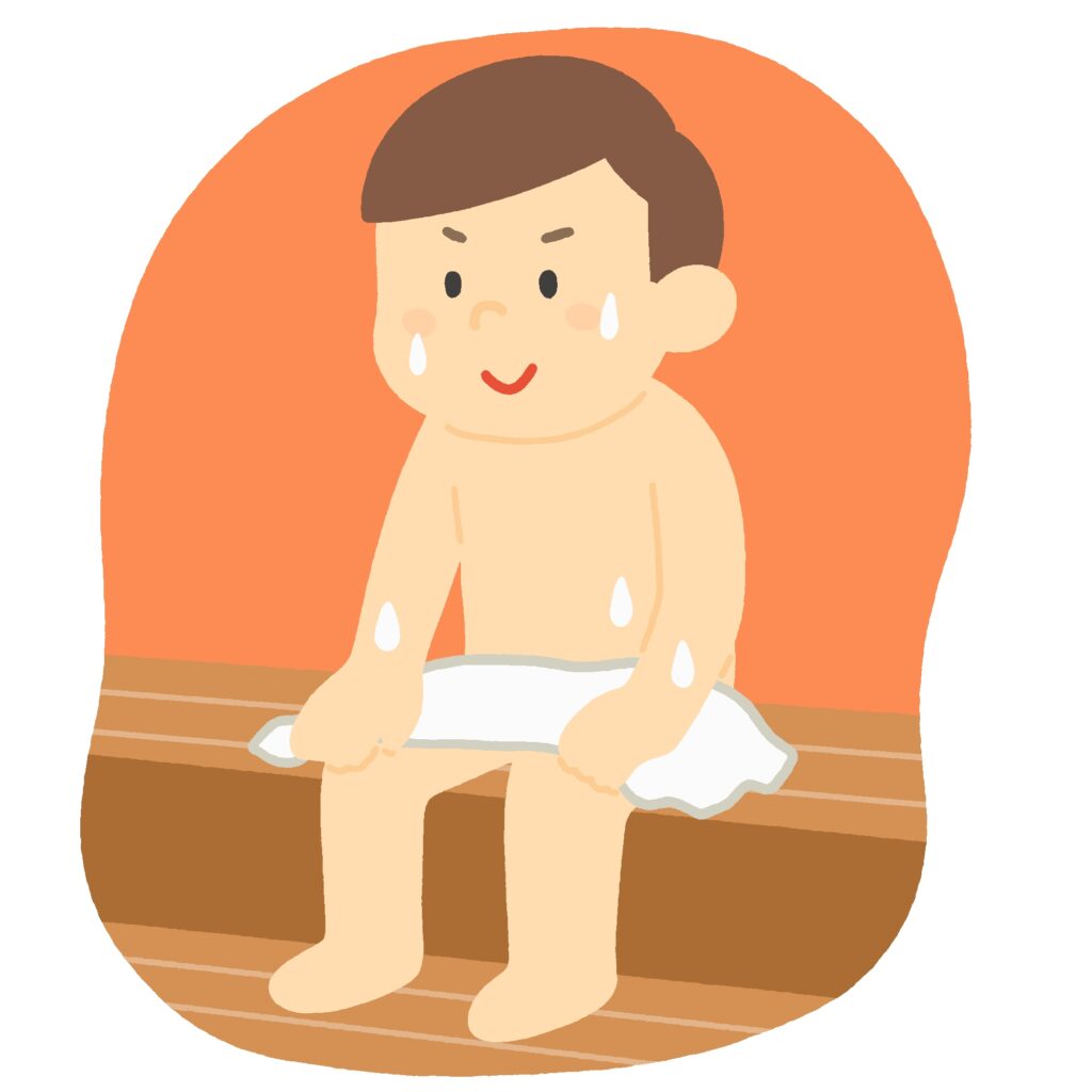 サウナに入る男性の無料イラスト素材