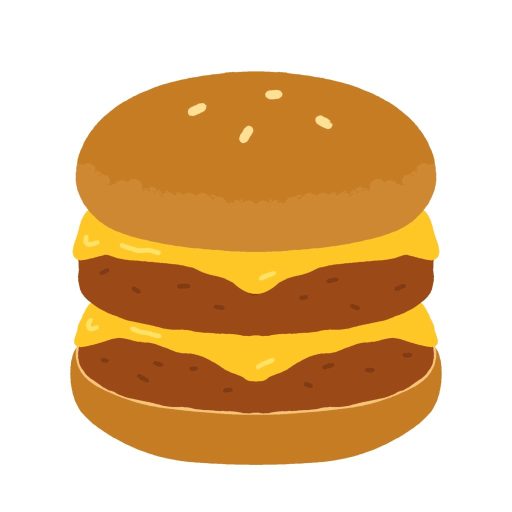 ダブルチーズバーガーの無料イラスト素材