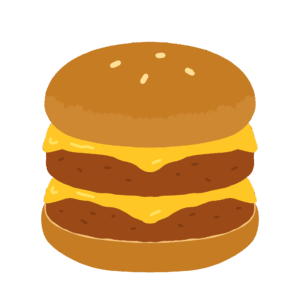 ダブルチーズバーガーの無料イラスト素材
