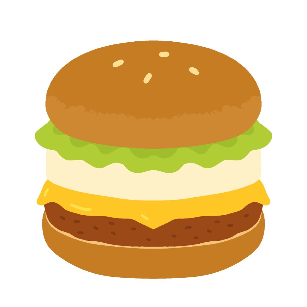 エッグチーズバーガーの無料イラスト素材