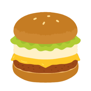 エッグチーズバーガーの無料イラスト素材