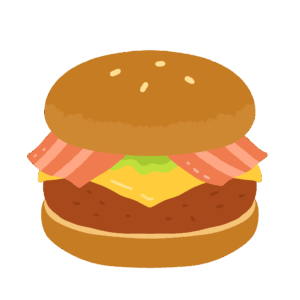 ベーコンレタスチーズバーガーの無料イラスト素材