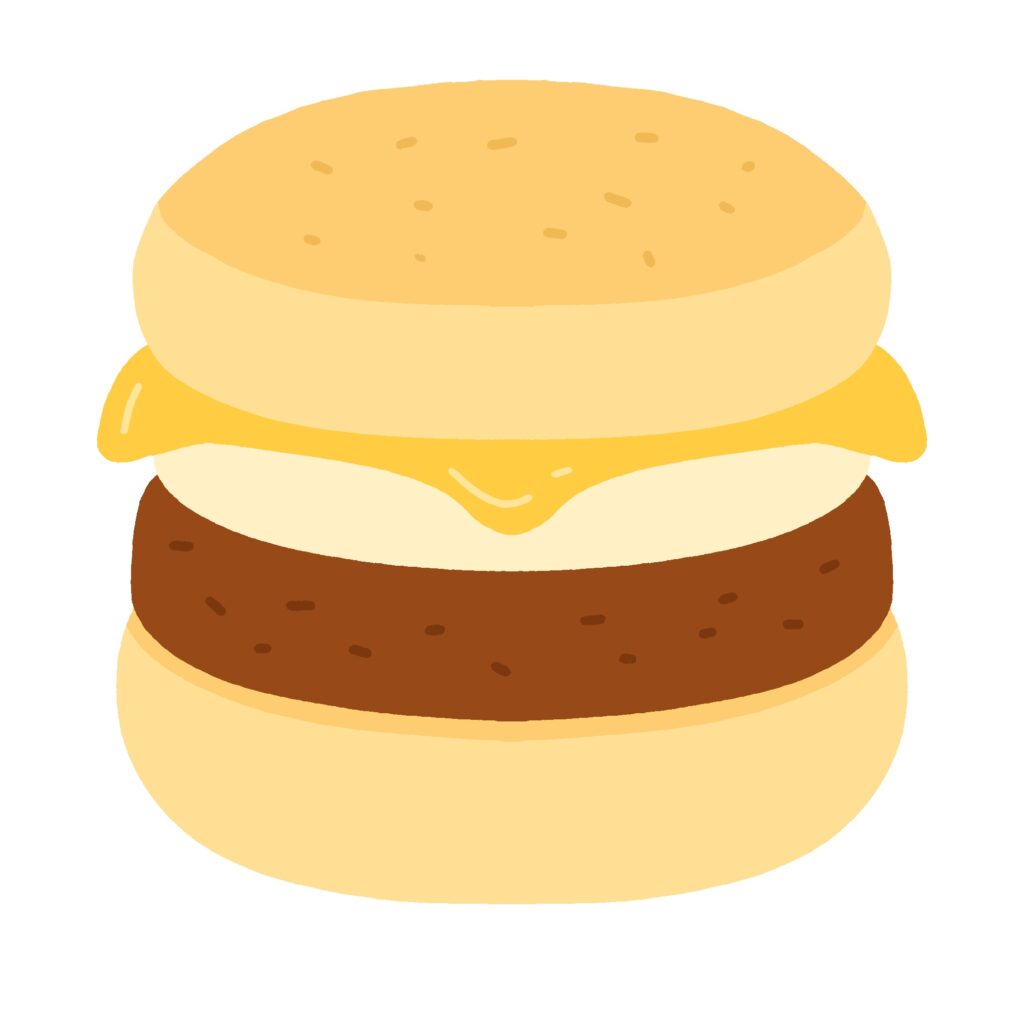 イングリッシュマフィンバーガーの無料イラスト素材