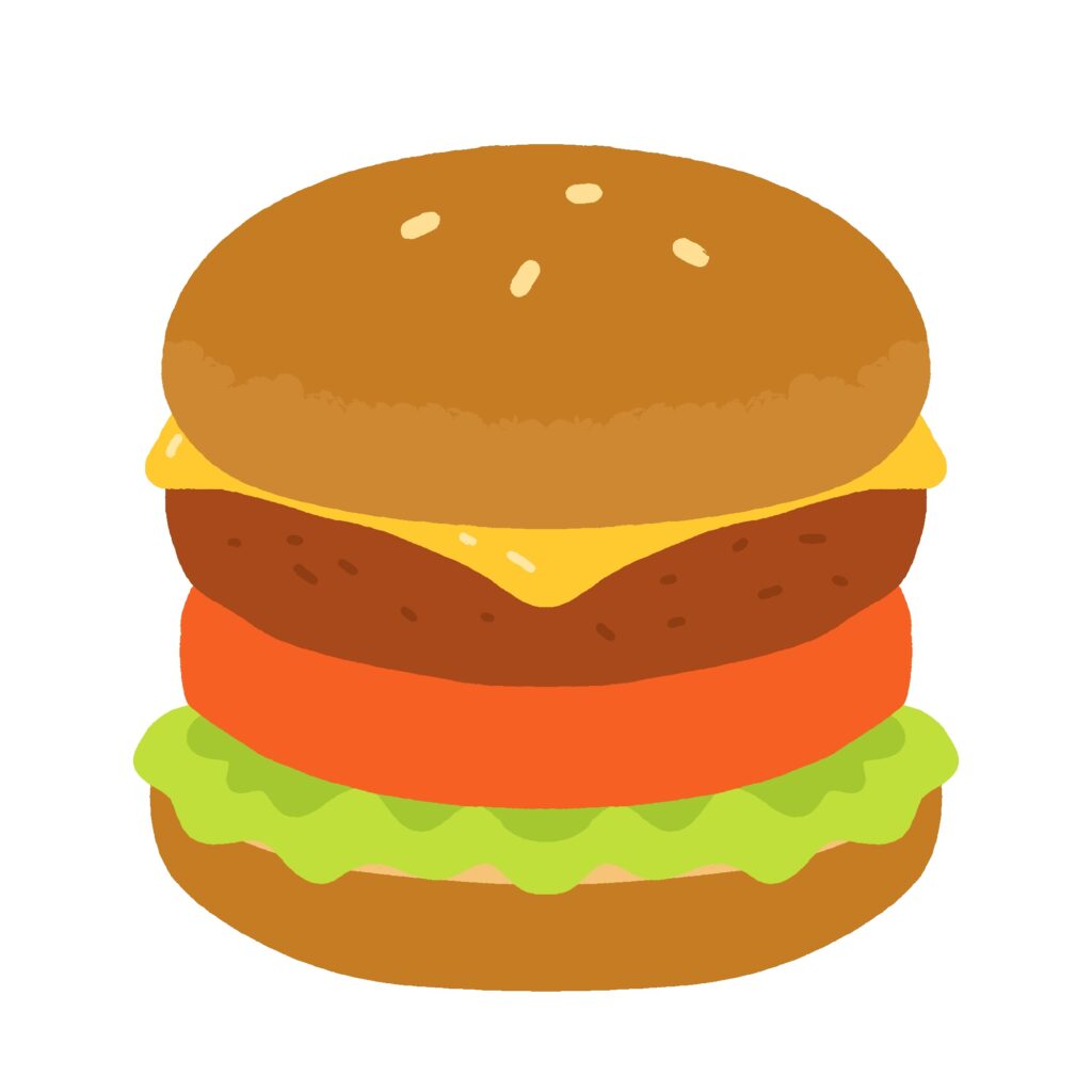 トマトチーズバーガーの無料イラスト素材