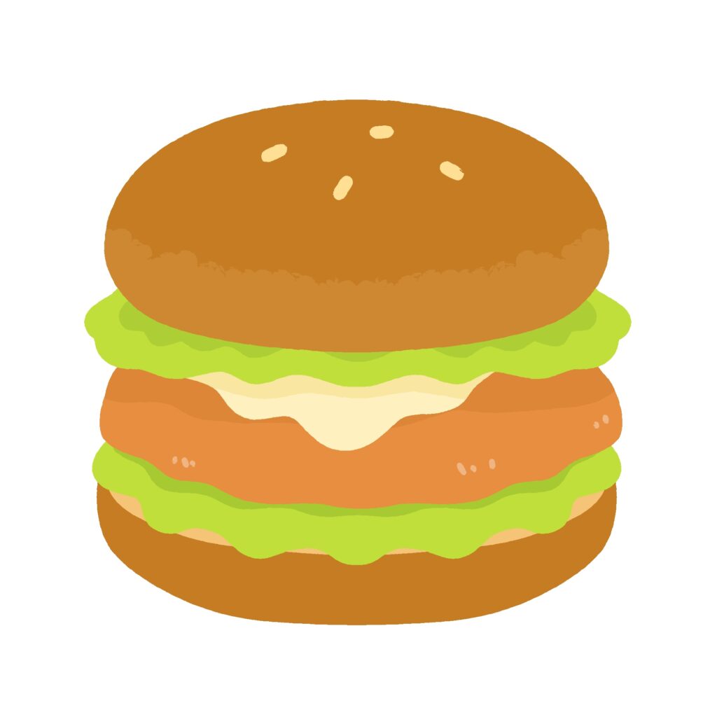 フィッシュバーガーの無料イラスト素材