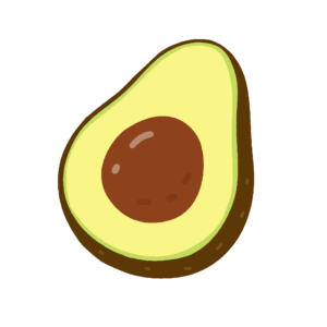 半分に切ったアボカドの無料イラスト素材