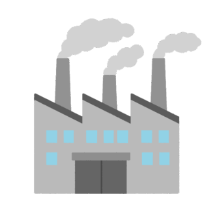 煙突から煙が出ている工場の無料イラスト素材